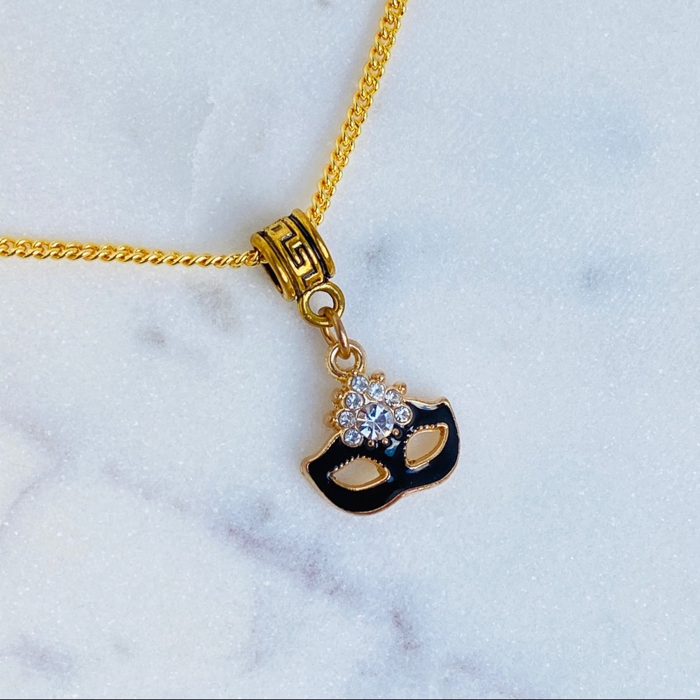 Black Mask Gold Necklace